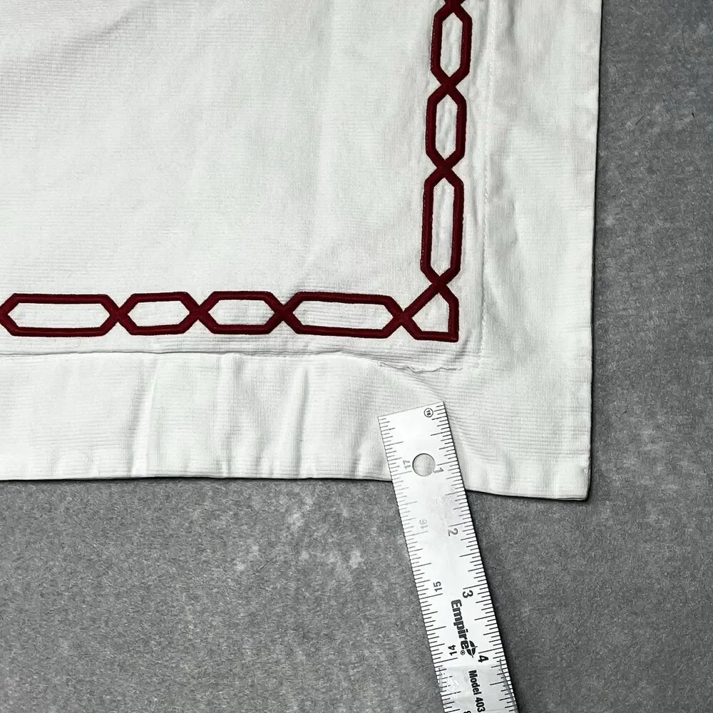 Pottery Barn Set Standard Pillow Shams White Satin Chain Stitch 100% Cotton